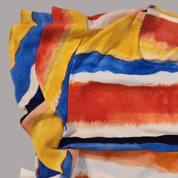 Womens Multicolor Stripe Ponch Top Rafaella Size XL hippie psychedelia boho 60's - Picture 5 of 5